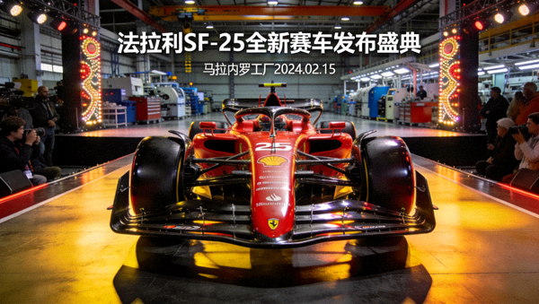 法拉利SF-25全新赛车在马拉内罗工厂发布盛典亮相